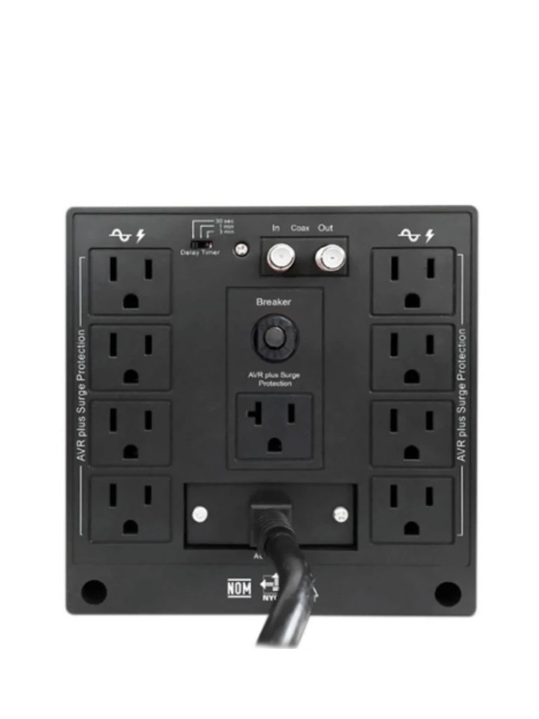 CDP R-AVR3008 - Regulador / 3000VA / 1500 W/ Especial para motores / 9 Terminales de salida / 1 Terminal de salida NEMA5-20R / / Retardo a la flama