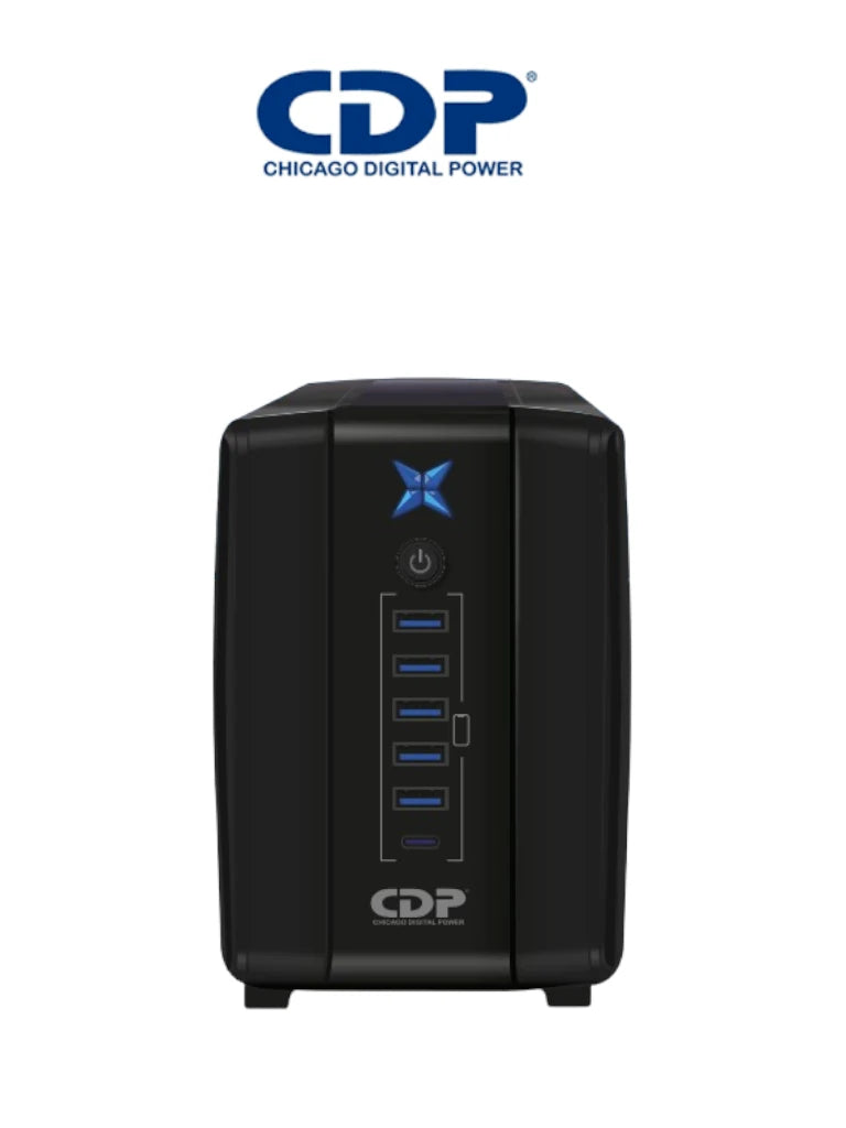 CDP R-UPR1008 - UPS Interactivo de 1000 VA y 500W, con 8 terminales de salida: 4 con respaldo y 4 con supresión de picos.