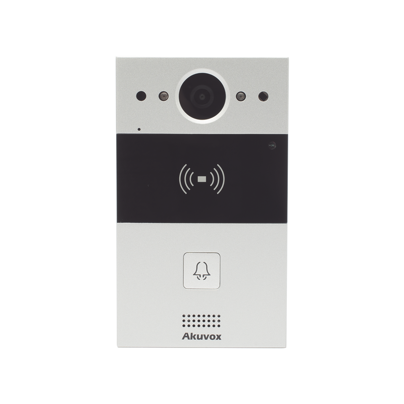 R20A Videoportero de 1 Botón / Lector de Tarjetas MIFARE y PROX EM / Notificación a APP / 100% en la Nube / Notificación por Llamada Telefónica / SIP / ONVIF / IP65 / Cámara 2MP / Panel de Aluminio / Control de 2 Puertas