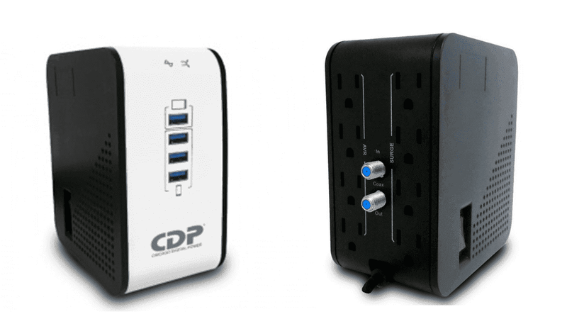 CDP R2CU-AVR1008 - Regulador de Voltaje de Escritorio / NEMA 5-15 / 1000VA / 500W / 8 tomas de salida / 1 Toma para carga de tablet / 3 Tomas para carga de smartphone
