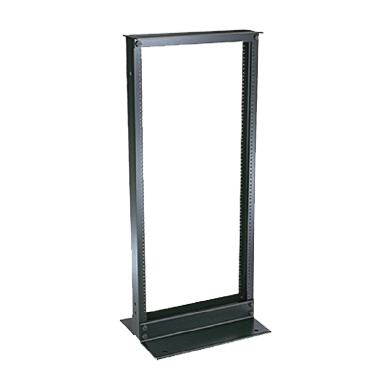 Rack de Dos Postes Estándar de 19 in, Rieles Numerados y Roscados #12-24, Fabricado en Aluminio, 24 Unidades de Rack, Color Negro