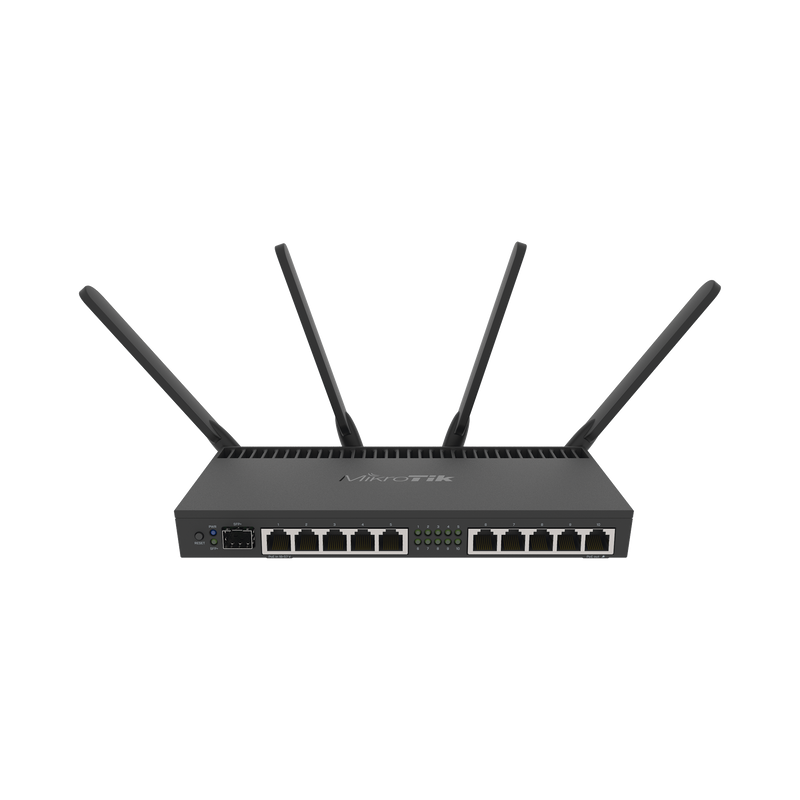 RB4011IGS+5HACQ2HND-IN Router con Wi-Fi 4x4 MU-MIMO, hasta 2 watts de potencia, antenas de 3 dBi, 10 puertos Gigabit, 1 Puerto SFP+