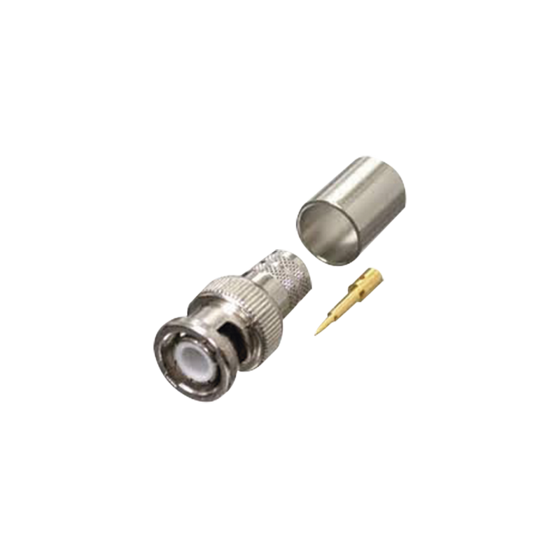 RFB-1106-I  Conector BNC Macho de Anillo Plegable para RG-8/U, LMR-400, 9913, CNT-400, Níquel/ Oro/ Teflón.
