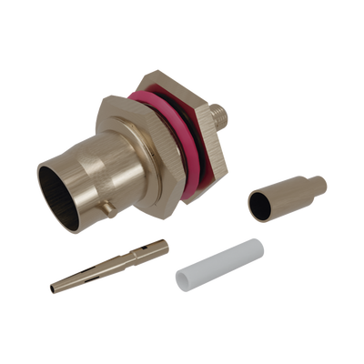 Conector BNC Hembra/ Chasis en D-Plano de Anillo Corto/ RG-174, RG-316, Níquel/Oro/Teflón.â€‹