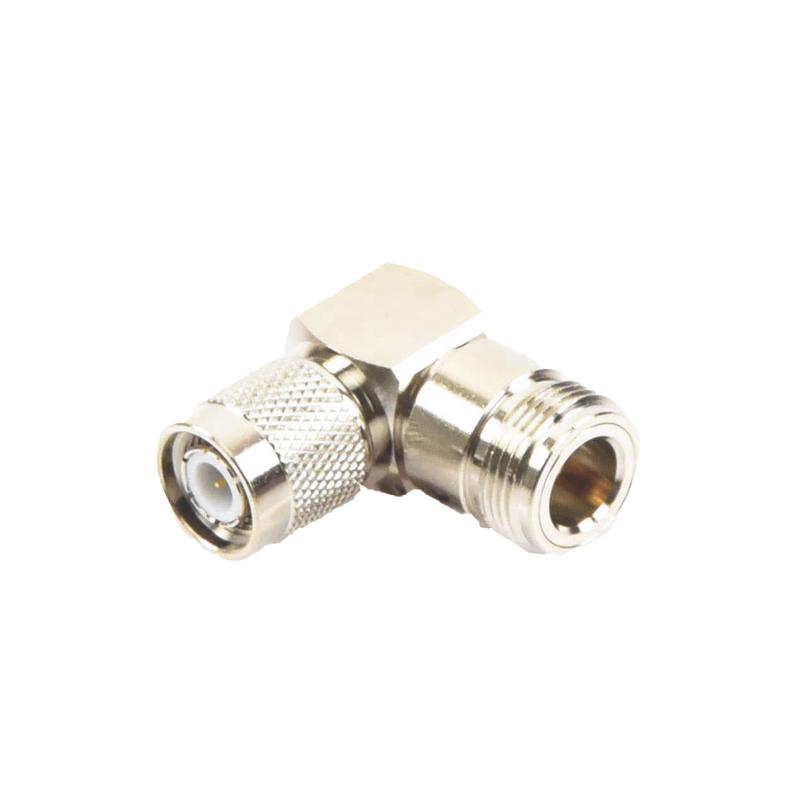 RFT-1234-11  Adaptador en Ángulo Recto de Conector TNC Macho a N Hembra, Níquel/ Oro/ Teflón.