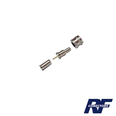 RFU-600-1X Conector Mini-UHF Macho, 50 Ohm de Anillo Plegable para  LMR-240, RG-8/X, 9258, Niquel/ Oro/ Delrin.