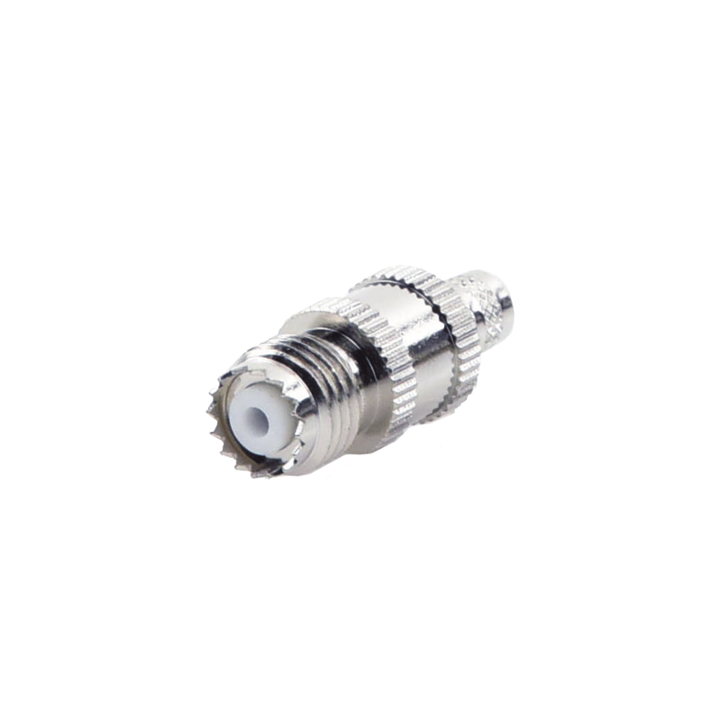 RFU-601-1X Conector Mini-UHF Hembra en Línea, de Anillo Plegable para Cable Coaxial RG-8/X, 9258, LMR-240, Níquel/ Plata/ Teflón.
