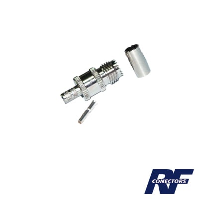 Conector Mini UHF Hembra de Anillo Plegable en Cables RG-58/U, RG-142/U, Níquel/ Plata/ Delrin.