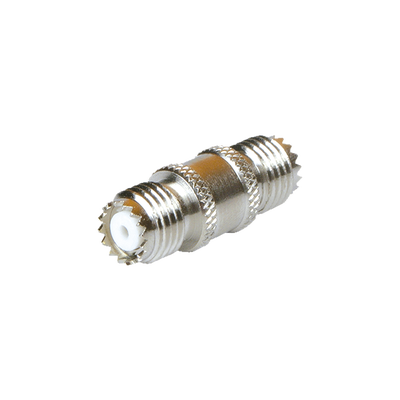 Adaptador Barril en Línea, de Conector Mini-UHF Hembra a Mini-UHF Hembra, Níquel/ Oro/ Teflón. - Toer