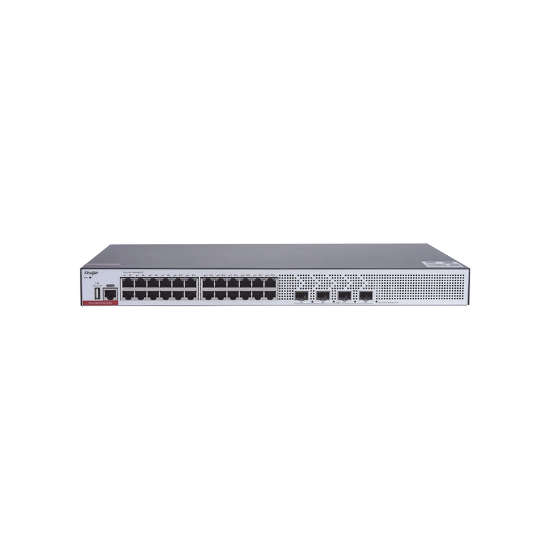 RG-CS83-24GT4XS Switch de Acceso Capa 3 con doble Chip para Alta Disponibilidad Ideal en Redes Empresariales con 24 puertos Gigabit y 4 SFP+ 10Gb