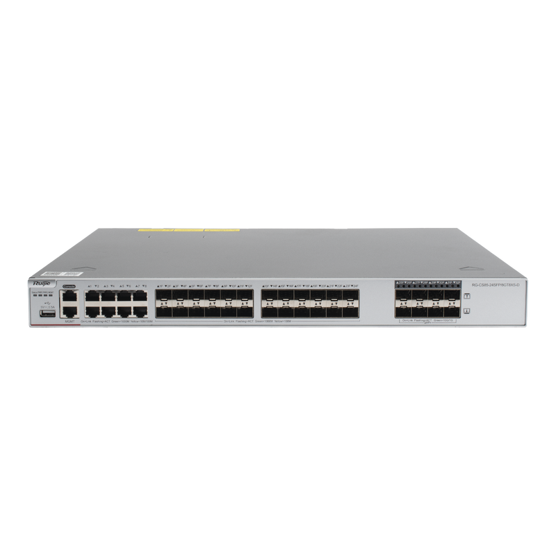 RG-CS85-24SFP/8GT8XS-D Switch Core Administrable Capa 3 con 8 puertos Gigabit, 24 SFP y 8 SFP+ Combo para fibra 10Gb, gestión gratuita desde la nube.