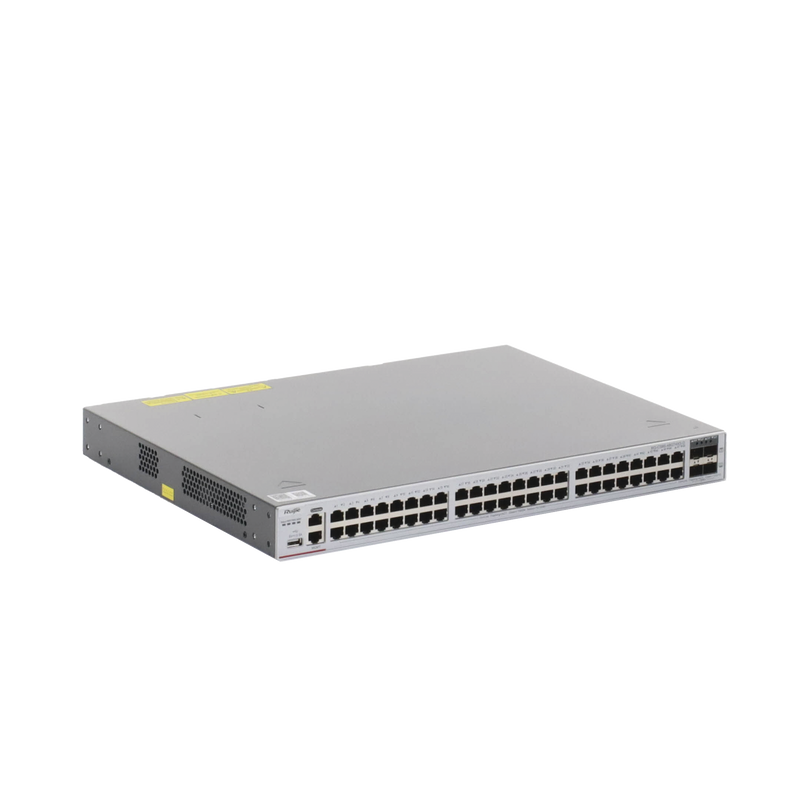 RG-CS85-48GT4XS-D Switch Core Administrable Capa 3 con 48 puertos Gigabit + 4 SFP+ para fibra 10Gb, gestión gratuita desde la nube.
