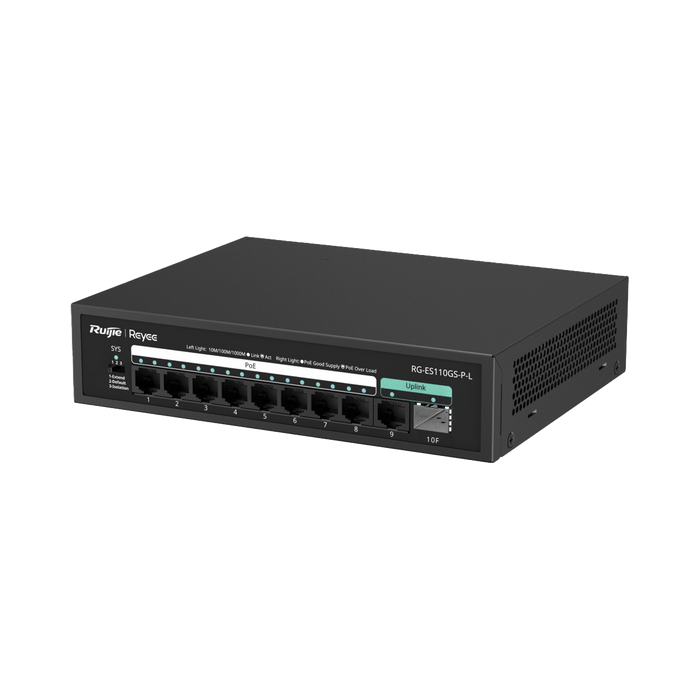 Switch PoE hasta 120W, no administrable, con 10 puertos 10/100/1000 Mbps Monitorearle en la Nube