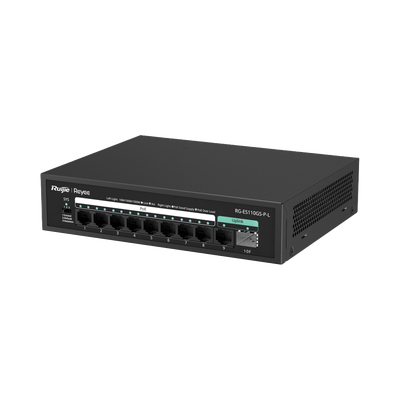 Switch PoE+ no Administrable, hasta 120 Watts, no administrable, 8 puertos PoE+, 2 Uplink Gigabit Ge / SFP