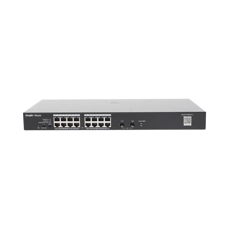 RG-ES118GS-P-L Switch PoE+ No Administrable con 18 Puertos Gigabit y 2 Uplinks Gigabit hasta 247 Watts