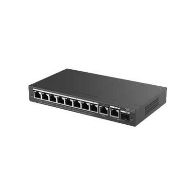 Switch Administrable con 8 puertos Gigabit PoE, 2 Uplinks Gigabit (1 SFP), gestión gratuita desde la nube - Toer