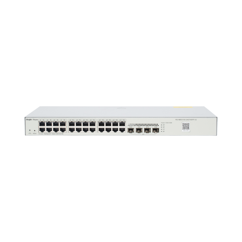RG-NBS3100-24GT4SFP-V2 Switch Administrable L2, 24 Puertos Eth 1G, 4 puertos SFP 1G, Administración Remota en la Nube.