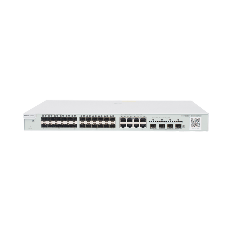 RG-NBS5200-24SFP/8GT4XS Switch administrable Capa 3, 24 puertos SFP 1G, 8 puertos Ethernet 1G Combo y 4 SFP+ 10G, gestión remota en la nube