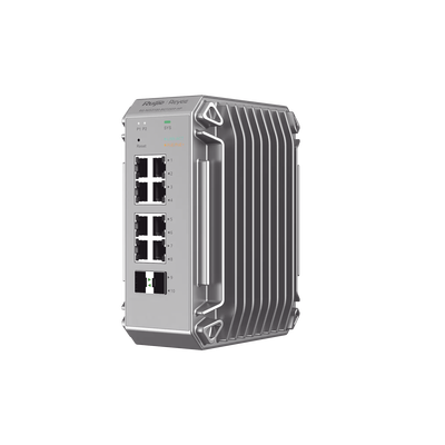 Switch Industrial PoE, Ideal para temperaturas Extremas y protección contra descargas, 8 puertos Gigabit PoE 802.3af/at + 2 SFP para fibra 1Gb, gestión gratuita desde la nube, 125w - Toer
