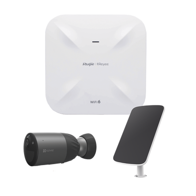 Kit de Cámaras Wi-Fi  con Access Point/ Incluye 1 Cámara de Batería  CS-BC1C / 1 Pane solar Mod. CS-CMT-SOLARPANEL-E / 1 Access Point RG-RAP6260(G) - Toer