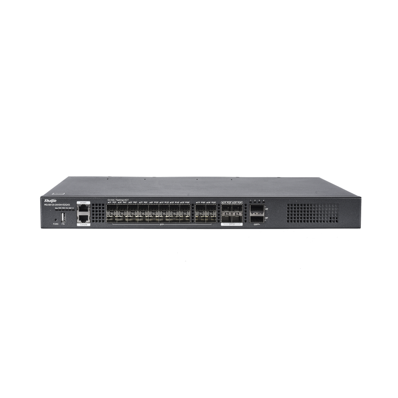 RG-S6120-20XS4VS2QXS Switch distribución de fibra hasta 23 Tbps de Capacidad, 20 puertos SFP+ 10G, 4 Puertos SFP28 25G y 2 puertos QSFP+ 40G
