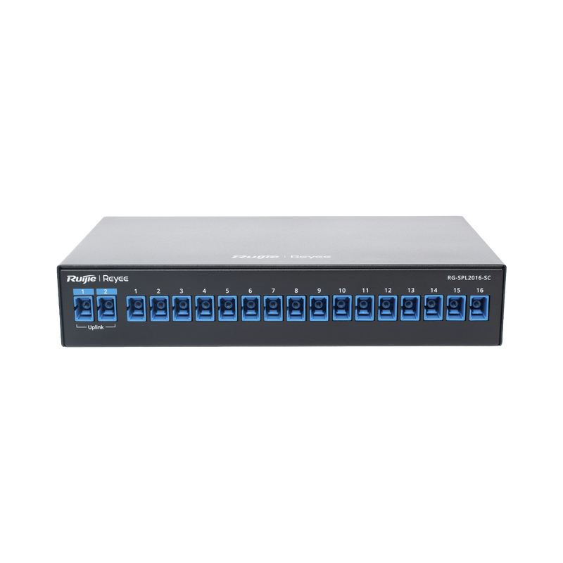 RG-SPL2016-SC e-Lighten Splitter Pasivo 2/16, Puertos PON SC/UPC, Frecuencias soportadas de 1260nm a 1650nm con hasta 500 mW de Potencia de Entrada