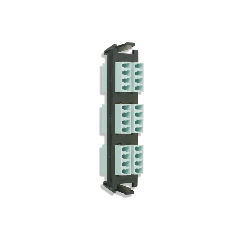 RIC-F-LCQ24-01C Placa acopladora de Fibra Óptica Quick-Pack, Con 6 Conectores LC Quad (24 Fibras), Para Fibra Multimodo, Aqua
