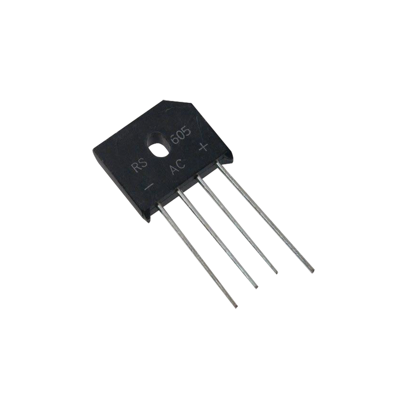 RS-605 Puente Rectificador en Línea de 6 Amp., 600 PIV, Silicio, 420 RMS.