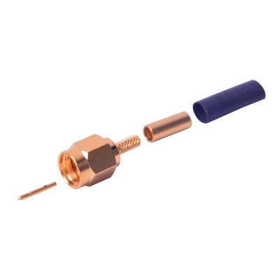 RSA-3000-1B Conector SMA Macho de Anillo Plegable para Cables RG-174/U, 8216, Oro/ Oro/ Teflón.