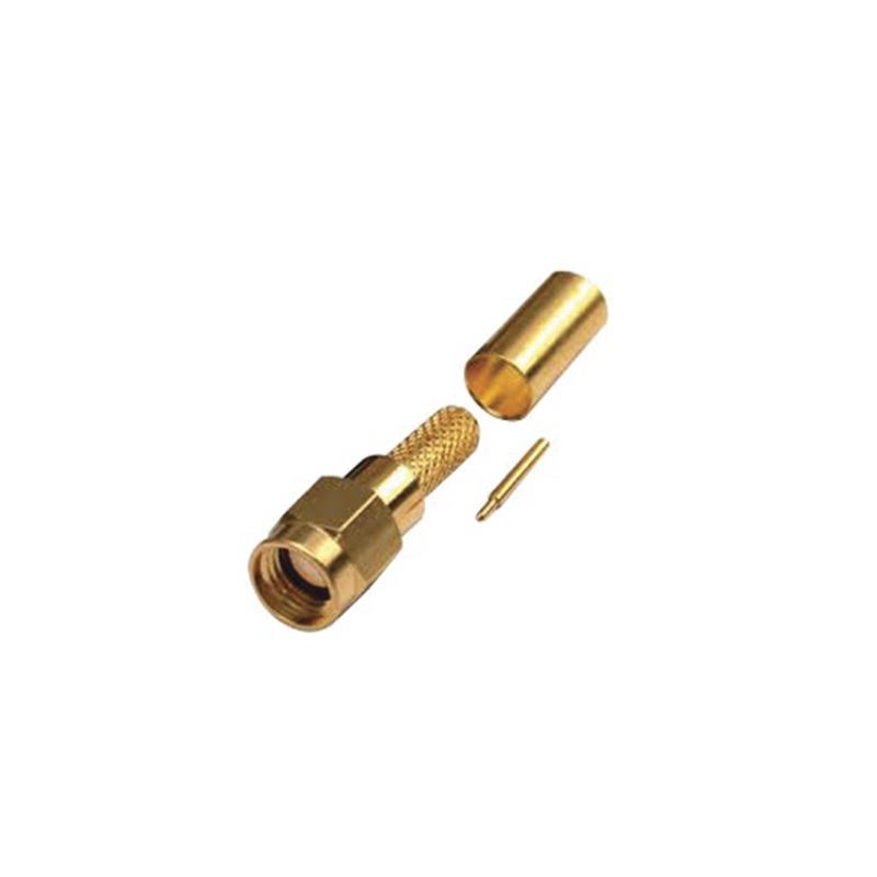 RSA-3000-1C1 Conector SMA Macho de Anillo Plegable para Cables RG-142/U, LMR-195, Oro/Oro/Teflón.