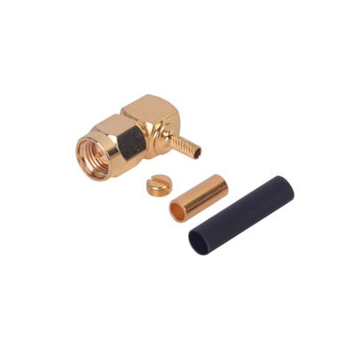 Conector SMA Macho en Ángulo Recto Para RG-174/U, Grupo B, Oro/ Oro/ Teflón.