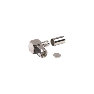 Conector SMA Macho en A/R de Anillo Pegable para Cable RG-8/X, LMR-240, 9258, Niquel/Oro/Teflón.
