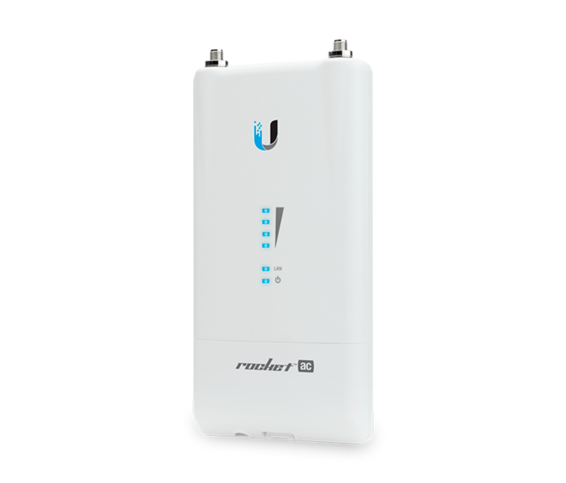 UBIQUITI ROCKET R5AC-LITE - Radio conectorizado Airmax AC 5GHz para exterior, con tecnología MIMO y 2 conectores RP-SMA. Potencia de transmisión de 27 dBm y rendimiento de hasta 500 Mbps.