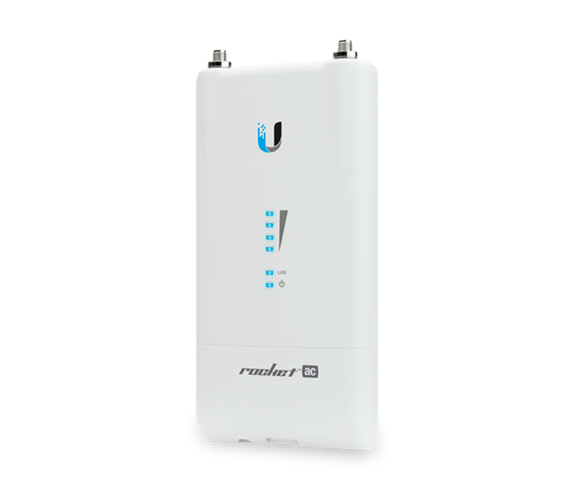 UBIQUITI ROCKET R5AC-LITE - Radio conectorizado Airmax AC 5GHz para exterior, con tecnología MIMO y 2 conectores RP-SMA. Potencia de transmisión de 27 dBm y rendimiento de hasta 500 Mbps.