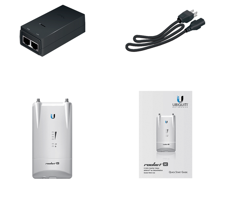UBIQUITI ROCKET R5AC-LITE - Radio conectorizado Airmax AC 5GHz para exterior, con tecnología MIMO y 2 conectores RP-SMA. Potencia de transmisión de 27 dBm y rendimiento de hasta 500 Mbps.