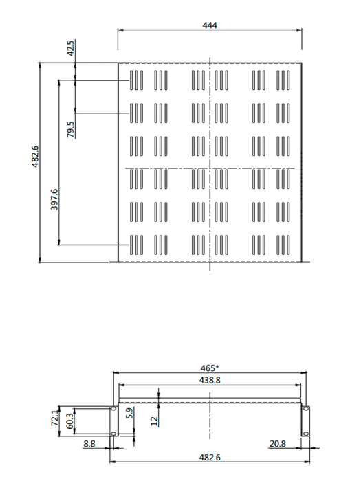 SAXXON 70140202- Charola doble cara para rack/ 19 pulgadas (48.26 cm)/ 2 UR/ Soporta hasta 50 KG
