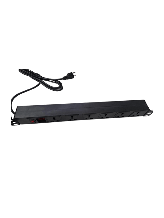 SAXXON SXPDU6UPL- Barra PDU con 6 Contactos Individuales , Rack 19" 1UR , 15 Amp , 120V , Protección contra rayos , Carcasa de Plástico