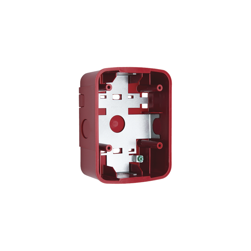 Caja de Montaje en Pared para Bocina y Bocina con Lampara Estroboscopica y para montaje en Techo de Bocinas, Color Rojo