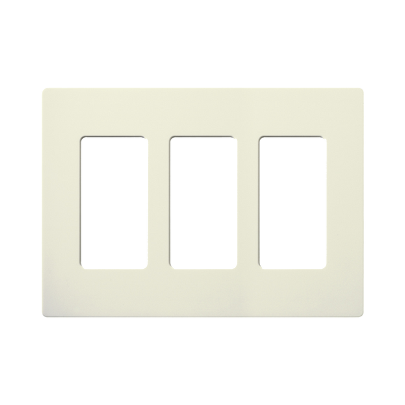 Placa de pared 3 espacios, color blanco, para atenuador (dimmer), switch ó control remoto PICO inalámbrico.