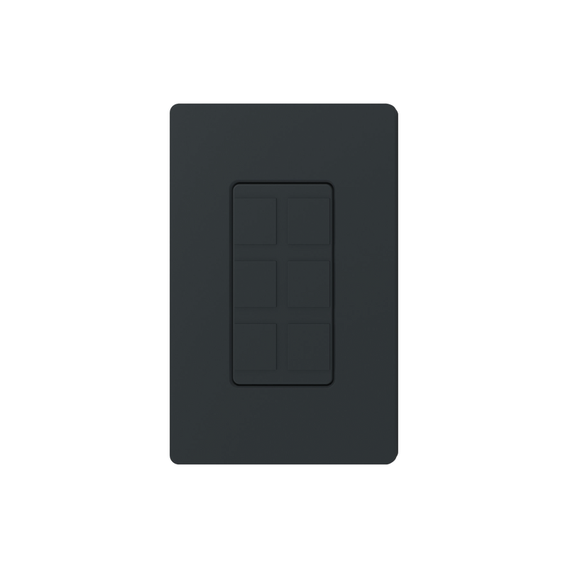 Placa de 6 puertos, color negro night.