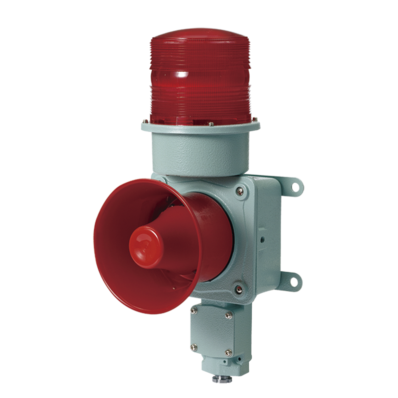 SDL-WS-24-R Combinación de baliza LED color roja con sirena electrónica para aplicaciones de la industria pesada  máx.120 dB a 24 VCD