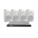 KIT de Amplificador de Audio 120W para Rack | 4 Altavoces de Pared color Blanco 2.5W - 20W | Sistema 70/100V - Toer