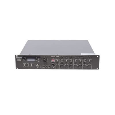 Controlador de Evacuación Por Voz | 500 W | 8 Zonas independientes | 4 entradas de audio y 2 entradas de micrófono - Toer