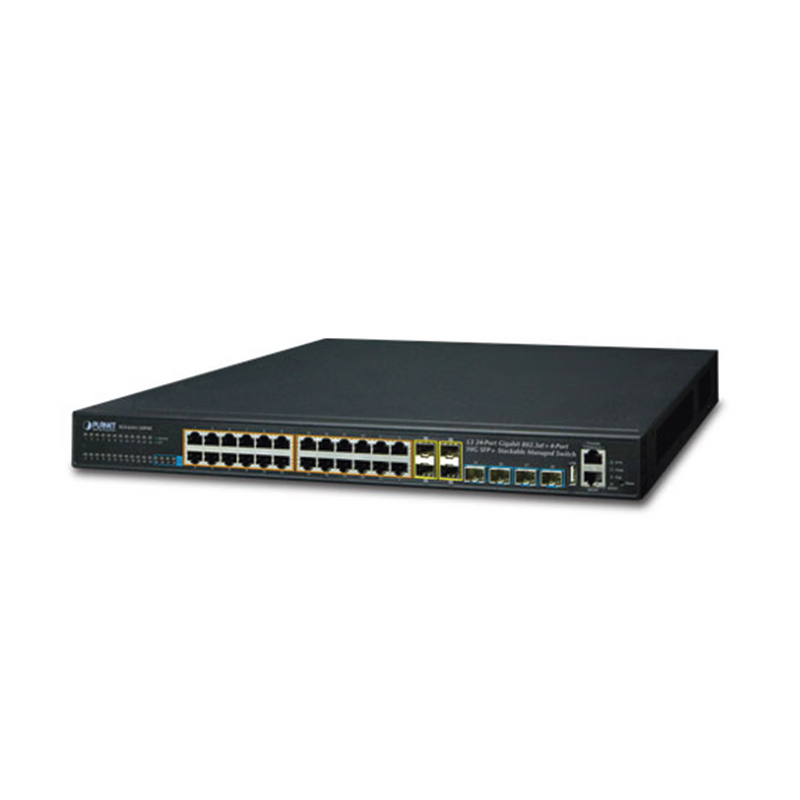 SGS-6341-24P4X Switch Administrable L3 Stacking 10/100/1000T 24 puertos PoE802.3at, 4 puertos 10G SFP+ 370 W