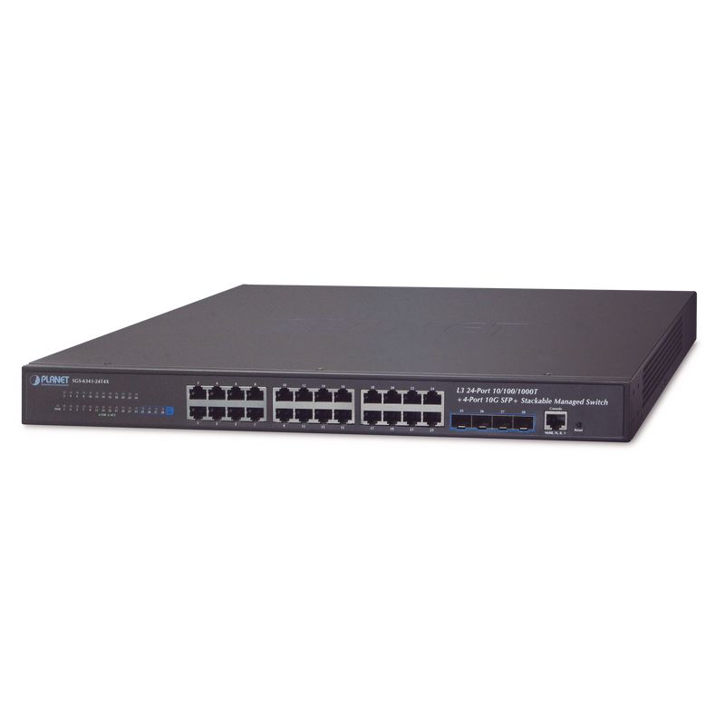 SGS-6341-24T4X Switch Administrable Capa 3, 24-Puertos 10/100/1000T + 4-Puertos 10G SFP+, Apilable
