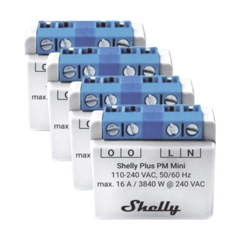 KIT 4 piezas El medidor de potencia más pequeño,  inteligente con Wi-Fi, medición de consumo, 1 canal 16A,