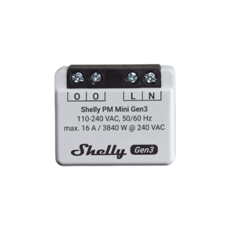 SHELLYPMMINIGEN3 Mini Medidor de consumo inteligente con Wi-Fi, 1 canal 16A, compatible con asistentes de voz Alexa y GoogleHome