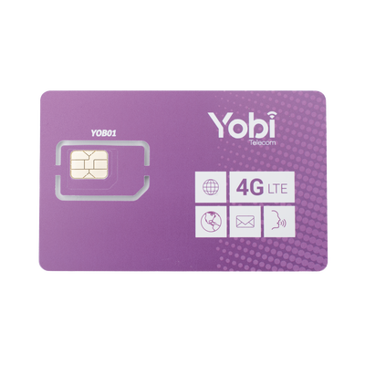 SIM Yobi para dispositivos móviles 3G/4G con recarga de 10GB cada mes durante 1 año de servicio (solo datos)