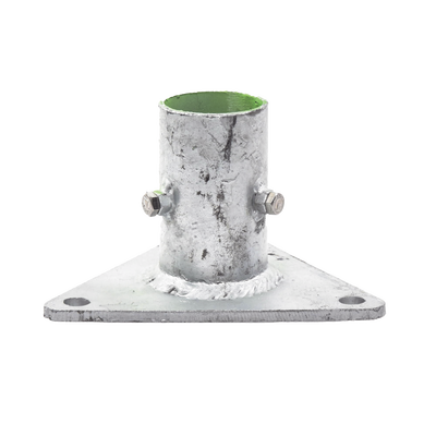 Base Triangular para Mástil de 1" a 2" con Opresores. Galvanizado por Inmersión en Caliente. - Toer