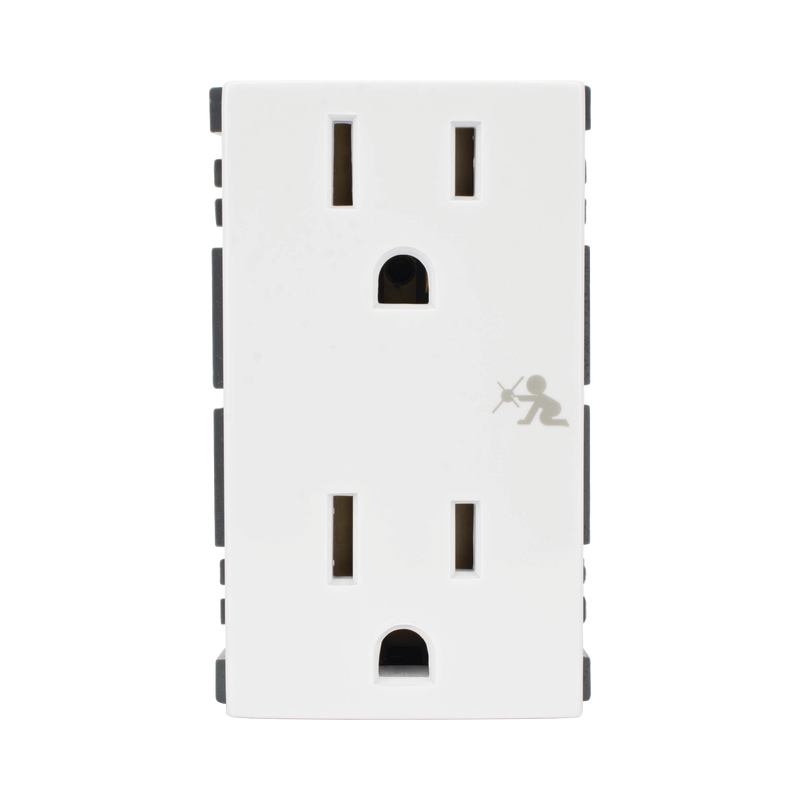 Módulo Dúplex de Contactos Eléctricos 10A 127V Color Blanco / Compatible con Cajas para Pavimento SM-CPAV-2 y SM-CPAV-4 / Requiere Adaptador SM-ADAP-FP para Fijación / Modelo 25424-30